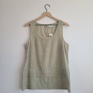 GAP Sleeveless Shell Top – Sage Green with White Micro-Dot Print (Medium)